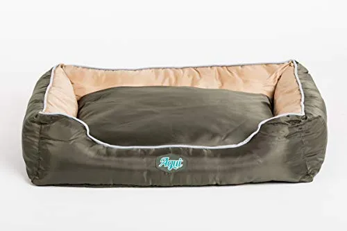AGUI AG10016 Waterproof Bed - Letto per Animali Domestici, 61 x 48 x 18 cm, Colore: Verde/Beige