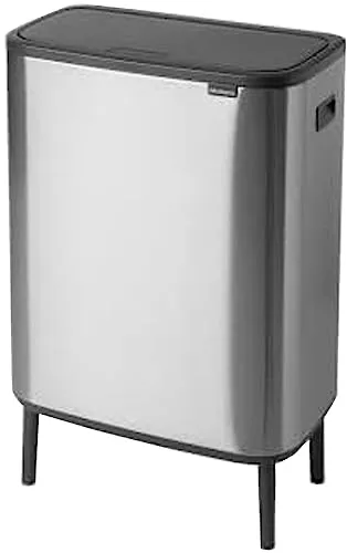 Brabantia 130649 Pattumiera Bo Touch Bin Hi, 2 x 30L, Acciaio opaco (a prova di impronte digitali)