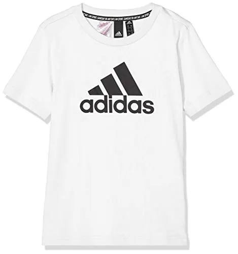 Adidas YB MH Bos T, T-Shirts Bambino, White/Black, 15-16A