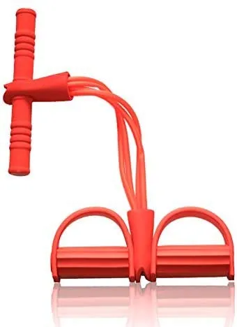 Ideal Swan (65cm) Home Attrezzature per Il Fitness Pedale Ginnico Attrezzo Addominale Addominoplastica Corda Multifunzionale Corda di Resistenza Corda per Esercizi Esercitatore Sit-Up - Rosso 4 Tubi