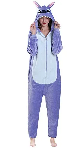 Yimidear® Unisex Pigiama Adulto Animale Cosplay Halloween Costume Attrezzatura (Blue Stitch, S)