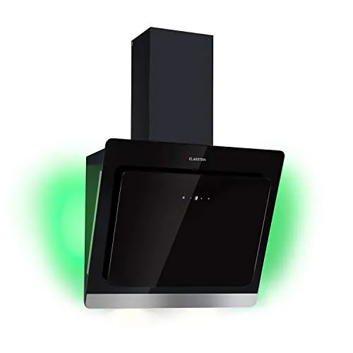 KLARSTEIN Aurora Eco - Cappa Aspirante a Parete, Fino a 550 m³/h, Controllo Touch, Display LED, 60 dB, Possibilità di Ricircolo, Set di Montaggio, Salvaspazio, 60cm, Nero