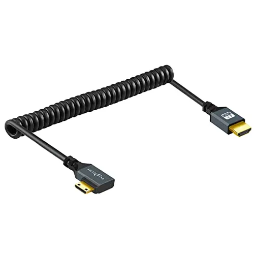 Twozoh Cavo Mini HDMI Spirale a 90° a HDMI, ad Angolo retto da Mini HDMI a HDMI, supporto Cavo a spirale 4K/3D 1080p Estendere fino a 1,5M
