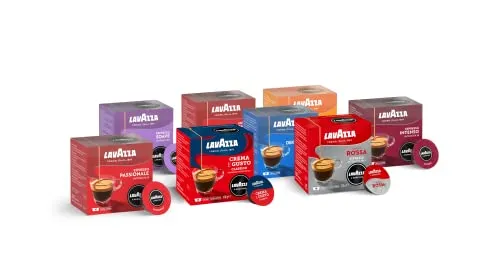 Lavazza A Modo Mio 128 Capsule Caffè Gusti Assortiti, 8 Confezioni da 16 Capsule, 2 x Crema e Gusto, 2 x Qualità Rossa, 2 x Passionale, 1 x Intenso, 1 x Dek Cremoso, (Capsule Lavazza Originali)