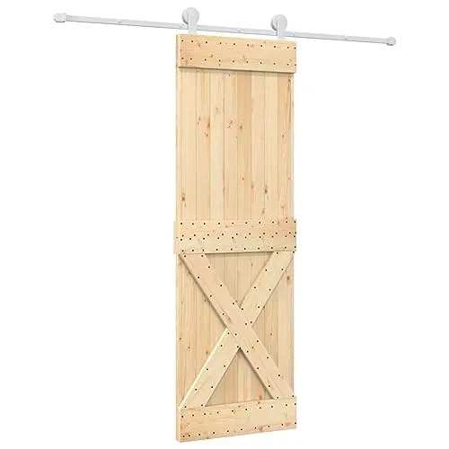 vidaXL Porta Scorrevole con Set Hardware 70x210 cm Legno Massello Pino