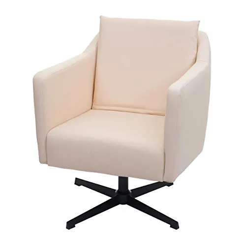 Mendler Poltrona Lounge HWC-H93b Sedia Relax Girevole 80x72x85cm - Ecopelle Avorio Crema