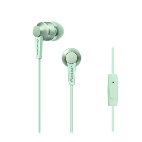 Pioneer SE-C3T(GR) Cuffie In-Ear (corpo in alluminio, pannello di controllo, microfono, cuffia in silicone, leggero e compatto, design industriale, per iPhone, smartphone Android), mint green