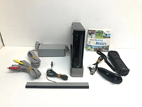 Nintendo Wii Console (Black) with Wii Sports + Wii Sports Resort and Motion Plus Controller (Wii) - [Edizione: Regno Unito]
