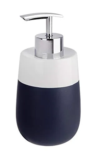 Wenko Malta - Dispenser per sapone liquido, capacità 0,3 l, Ceramica, dunkelBlu, 7.5  x  7.5  x  15.5 cm