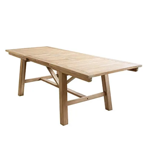 Set Tavolo e sedie da Giardino per Esterno in Legno Resistente di Teak cm.220/300 x 100 x 77 h con 10 sedute