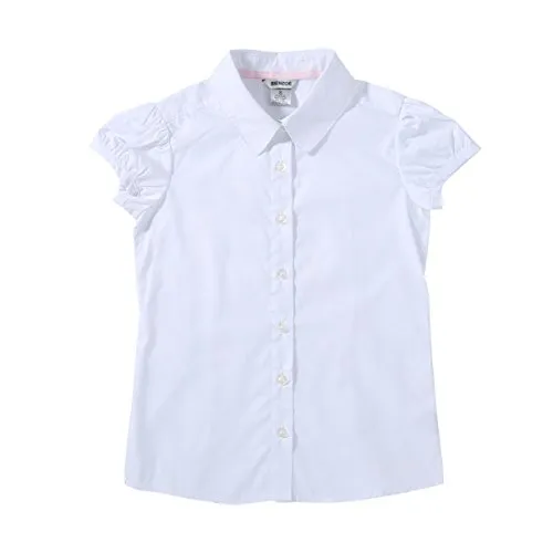 Bienzoe Ragazze Manica Lunga Oxford Camicia Bianco L