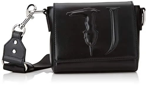 Trussardi Jeans T-Easy Cacciatora Monocolor, Borsa a Tracolla Donna, Nero (Black On Tone), 14x16x6 cm (W x H x L)