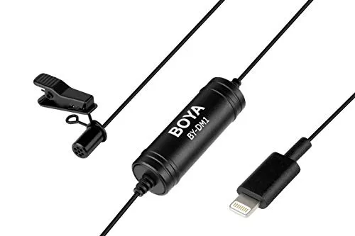 Boya DM1 - Microfono Lavalier a clip con connettore Lightning compatibile con iOS iPhone X 8 7 6 Plus iPad iPod Nano Touch da utilizzare per Youtube, interviste, podcast, Speech, conferenze, Vlog