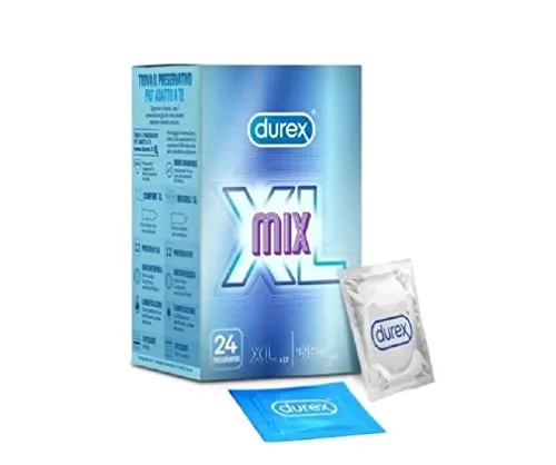 Durex XL Mix, Preservativi Extra Large, 24 profilattici, Esclusiva Online