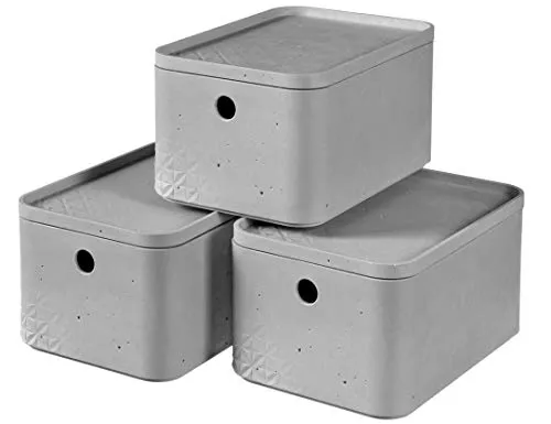CURVER - Confezione da 3 scatole Beton Small Grigio