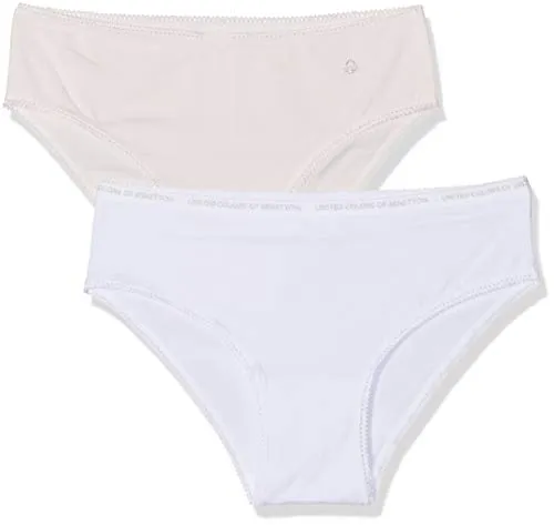 Undercolors of Benetton 3MC10S1BF Mutande, Multicolore (Bianco/Rosa 902), (Taglia produttore:90) Bambina