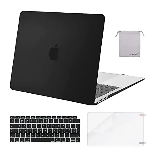 MOSISO Case Compatibile con MacBook Air 13 Pollici Retina 2022 2021-2018 A2337 M1 A2179 A1932, Custodia Rigida in Plastica&Tastiera Cover&Proteggi Schermo&Borsa Portaoggetti, Nero