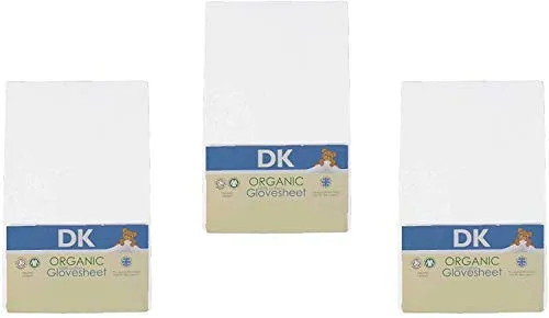 DK Glovesheet - Lenzuolo con Angoli Elasticizzati in Cotone 100% Organico per Lettini / Culle Bed-Side (Colore: Bianco - Confezione da 3)