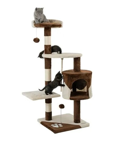 lionto Tiragraffi per Gatto Albero Tiragraffi Gatto Gioco Giocattolo Gatti Altezza 112 cm, Marrone/Beige