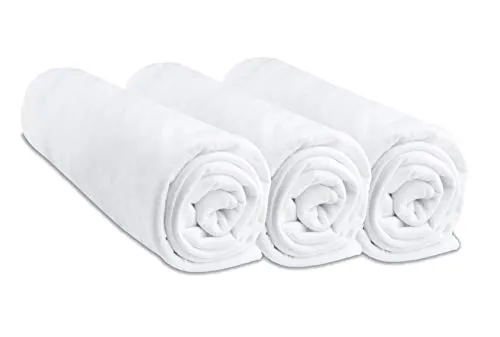 Set di 3 lenzuola con angoli in cotone, 40 x 80 cm, estensibili a 40 x 90 cm, per lettino, culla, navicella, colore: bianco