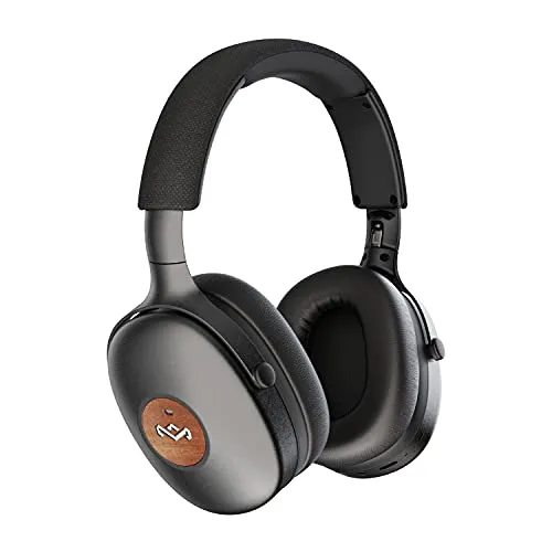 House of Marley Positive Vibration XL ANC Cuffie Wireless, Cuffie Bluetooth Over-Ear Senza Fili, Durata della Batteria Fino a 35 Ore, Microfono Incorporato e Comandi Volume Integrati, Nero