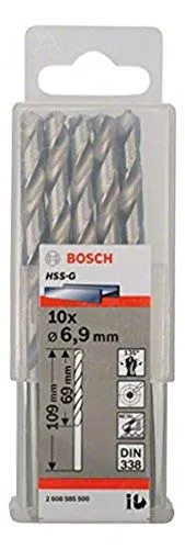 Bosch Professional 10x HSS-G Punta per Metallo (Ø 6.9 mm, Robust Line, Accessori per trapani)