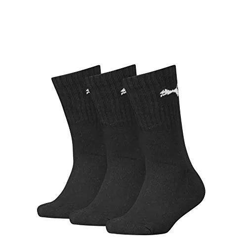 PUMA Junior Sport Socks (3 Pack) Calzini, Black, 31-34 (Pacco da 3) Unisex-Bambini