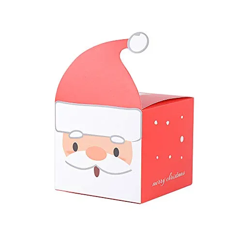 BUONDAC 25pz Scatoline Portaconfetti Babbo Natale Bomboniere Carta Scatole Regalo Segnaposto Decorazioni per Festa 9 * 9 * 8cm