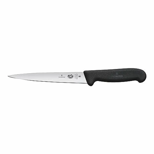Victorinox, Fibrox, coltello per affettare, 18 cm, lama flessibile, lavabile in lavastoviglie, colore nero