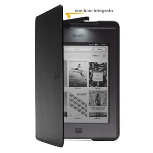 Custodia Amazon in pelle con luce per Kindle Touch, colore: Nero (adatta solo per Kindle Touch)