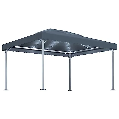 vidaXL Gazebo con Pareti e Luci LED 400x300 cm Antracite in Alluminio