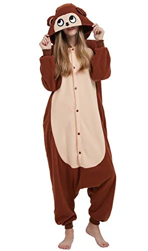 Pigiama Anime Cosplay Halloween Costume Attrezzatura Adulto Animale Onesie Unisex, Scimmia per Altezze da 140 a 187 cm