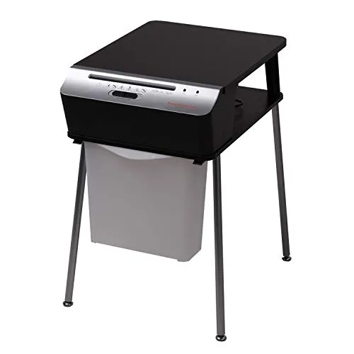 Bonsaii DocShred Base 7 - Tavolino per stampante con distruggi-documenti integrato, colore: Nero/Argento