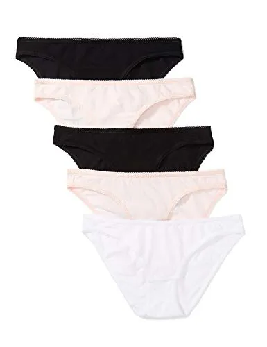 Marchio Amazon - Iris & Lilly Mutande Donna, Pacco da 5, Multicolore (Black/Soft Pink/White), XXL, Label: XXL