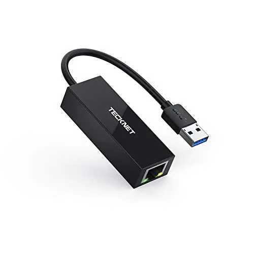 TECKNET Adattatore USB 3.0 a Ethernet Gigabit (RJ45), Scheda di Rete LAN Esterna USB 3.0 a Ethernet 10/100/1000 Mbps, 5 Gbit/s, Nero