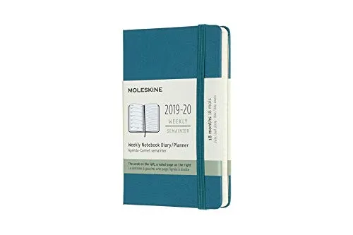 Moleskine Agenda 18 Mesi Settimanale, Diario Accademico 2019/2020 con Copertina Rigida e Chiusura ad Elastico, Verde Magnetico, Dimensione Pocket 9 x 14 cm, 208 Pagine