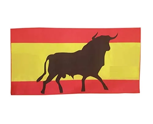 Telo da Bagno, Spiaggia, Piscina, Bandiera della Spagna con Toro, 150 x 75 cm