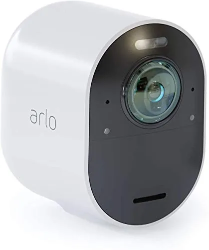 Arlo Ultra VMC5040-100EUS Telecamera Aggiuntiva 4K, per Sistema di Videosorveglianza Wi-Fi, Audio 2 Vie, Luce, Bluetooth, Visione 180°, Interno/Esterno, VCR, Compatibile con Alexa/Google Wi-Fi, Bianco