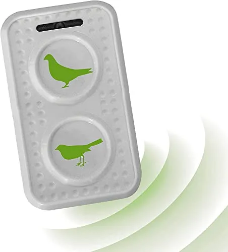 ISOTRONIC Deterrente per piccioni e uccelli | Repellente portatile a ultrasuoni | Alimentato a batteria | Frequenza alternata contro l'effetto di abitudine | Per giardino, macchina, garage (1)