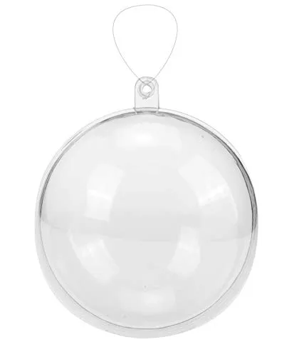 GLOREX 6 3500 004 - Sfera di plastica, diametro 10 cm, trasparente cristallina, divisibile in 2 metà, per riempire e decorare, con foro per appendere