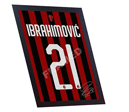 SGH SERVICES New Zlatan Ibrahimovic Milano Ibrahimović T-Shirt Maglia Firmata autografo Calcio Incorniciato 100% Cotone Canvas autografo incorniciato #2