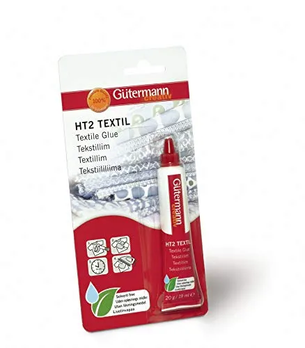 Gutermann Colla Tessile Senza solventi, Tubo da 19 ml/20 g, Benzisotiazolina, Si asciuga Trasparente, 19x9.5x2 cm, 19 unità