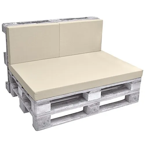 Beautissu 2 Cuscini per schienali di divanetti in Pallet - Eco Pure, 60x40x8cm cadauno - per divani con bancali - Beige