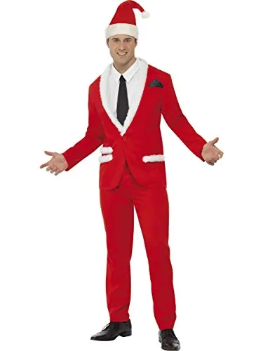 SMIFFYS Costume attraente Babbo Natale, Rosso, con giacca, pantaloni, cappello, finta ca