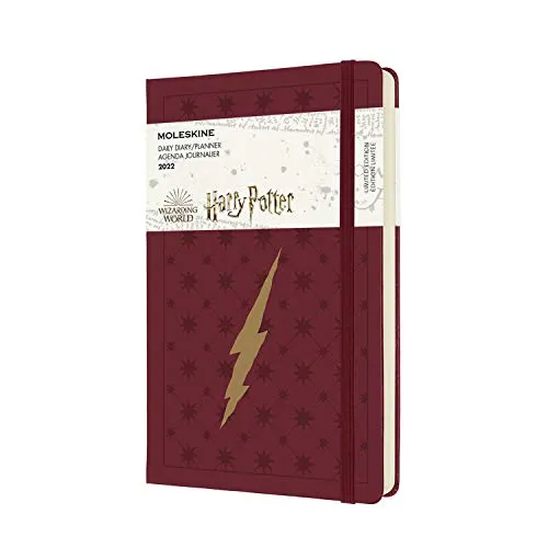 Moleskine Harry Potter Saetta - Agenda Giornaliera 12 Mesi 2022, con Copertina Rigida, Formato Large 13 x 21 cm, Rosso (Bordeaux)