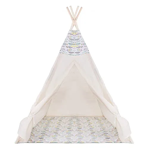 Tenda per bambini tenda per teepee wigwam con tappetino in cotone tenda per bambini camera per bambini tenda per giochi per bambini giochi indiani tipi angolo accogliente 160 * 120 * 100 cm grande