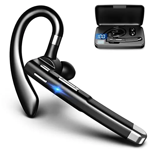 Boytond Auricolare Bluetooth, Auricolari Mani Libere, Cuffie Bluetooth 5.1 Con Doppio Microfono per la Riduzione del Rumore Cuffie Senza Fili Con 500mAh LED Custodia di Ricarica per Autobus/Ufficio