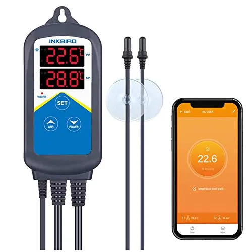 Inkbird Wi-Fi ITC-306A Digitale Termoregolatore Regolatore di Temperatura Sistema di Controllo della Temperatura a Doppia Sonda per Termostato Acquario