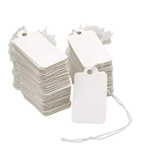 Cartellini del Prezzo Etichette Marcatura Bianche 45mm*25mm con Stringa, 500 pezzi, per Esposizione di Gioiell, Abbigliamento (Bianco)