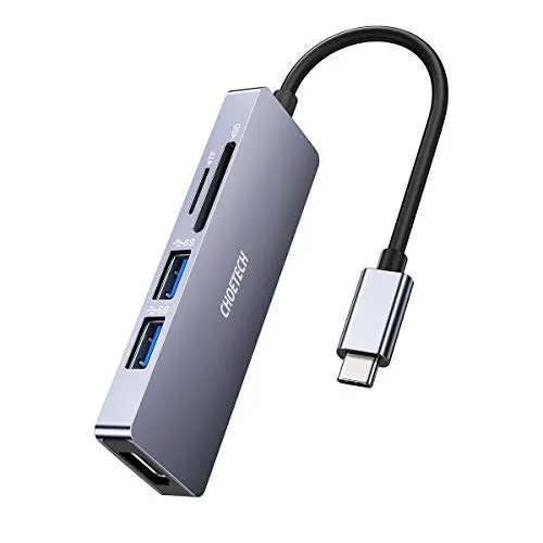 CHOETECH Hub USB C, 5 in 1 USB-C HDMI Adattatore con 2 Porte USB 3.0, HDMI 4K, SD e TF Card Reader per MacBook PRO/Air, iPad PRO 2018, Galaxy S10/S9+/S8/S8 Plus/Note 8, Huawei P20/P30 PRO, Suface PRO